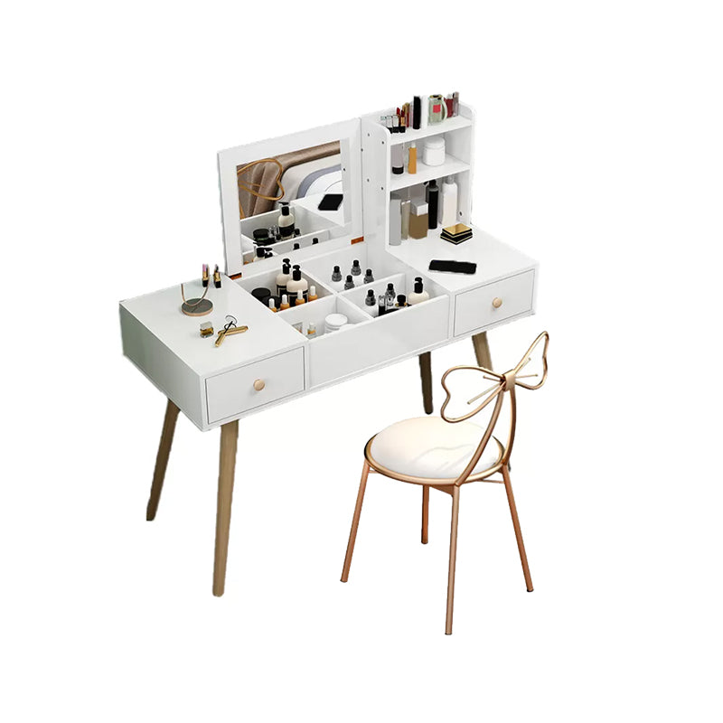 Modern Wood Flip-top Vanity Set 29.53" H Vanity Desk in White