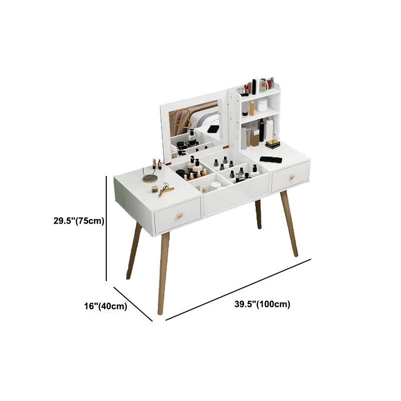 Modern Wood Flip-top Vanity Set 29.53" H Vanity Desk in White