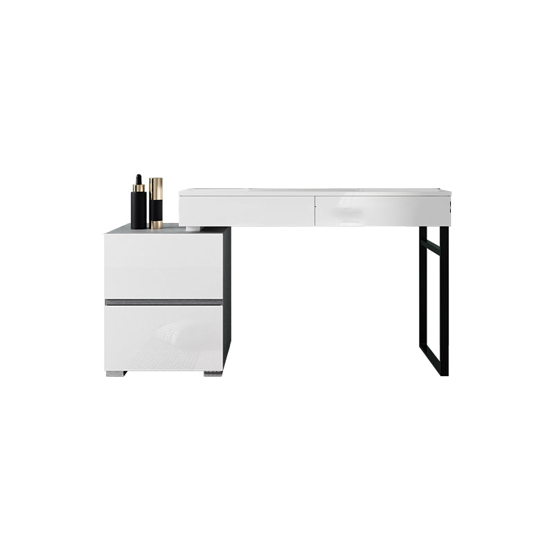 Modern 4 Drawers Vanity Dressing Table 28.94" H White Dresser with Stool