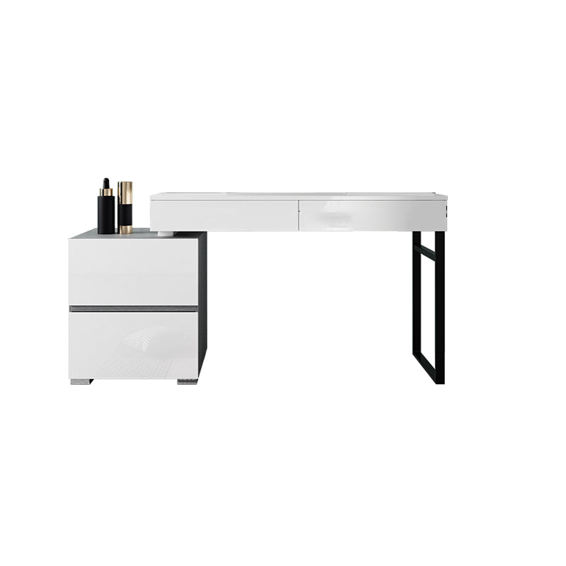 Modern 4 Drawers Vanity Dressing Table 28.94" H White Dresser with Stool