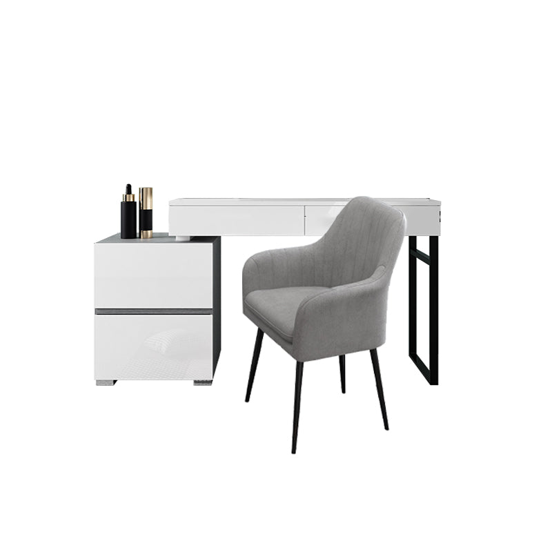 Modern 4 Drawers Vanity Dressing Table 28.94" H White Dresser with Stool