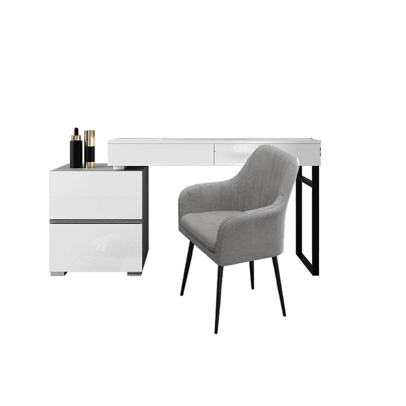 Modern 4 Drawers Vanity Dressing Table 28.94" H White Dresser with Stool