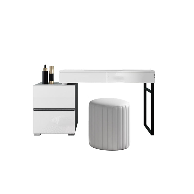 Modern 4 Drawers Vanity Dressing Table 28.94" H White Dresser with Stool