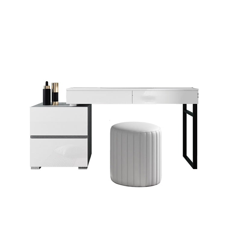 Modern 4 Drawers Vanity Dressing Table 28.94" H White Dresser with Stool