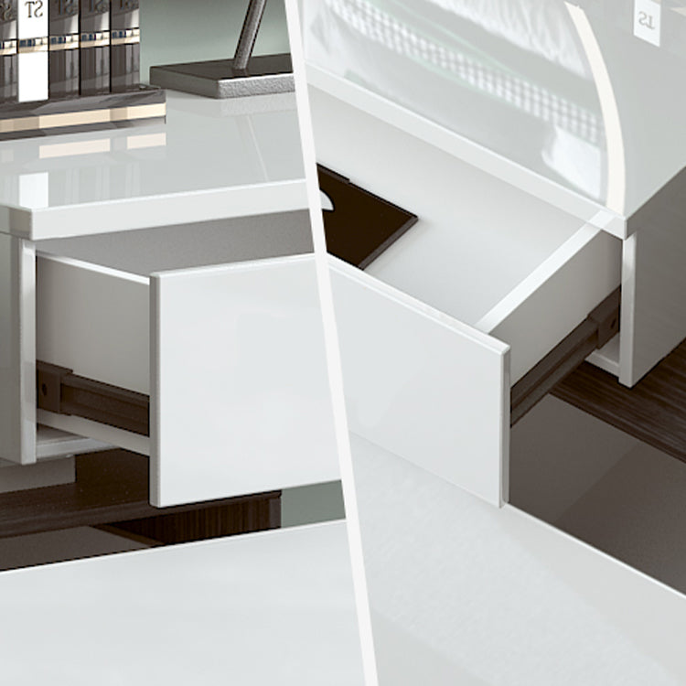 Modern 4 Drawers Vanity Dressing Table 28.94" H White Dresser with Stool