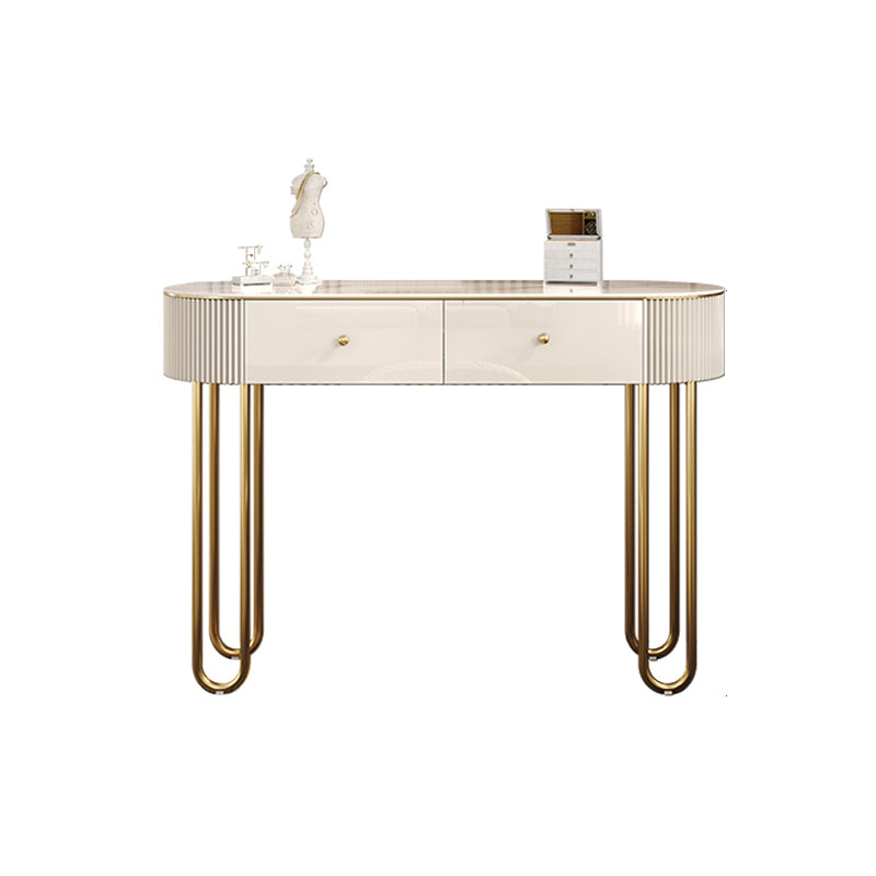 Beige Vanity Dressing Table Set Glossy Finish Dresser with Wood Drawers