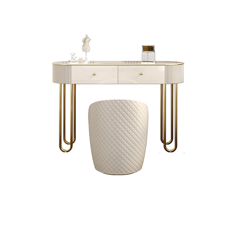 Beige Vanity Dressing Table Set Glossy Finish Dresser with Wood Drawers