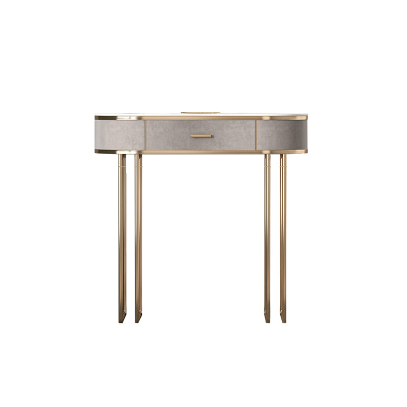 Glam Wood Vanity Dressing Table Gray Vanity Makeup Table Set with Drawer