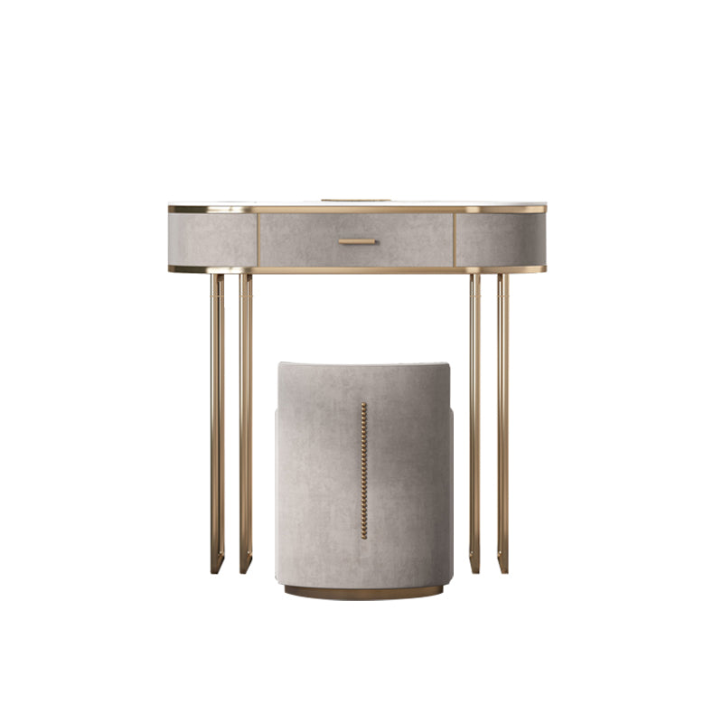 Glam Wood Vanity Dressing Table Gray Vanity Makeup Table Set with Drawer