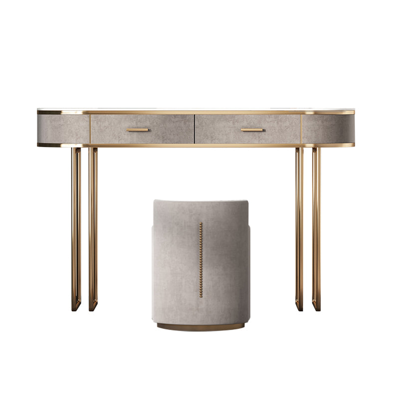 Glam Wood Vanity Dressing Table Gray Vanity Makeup Table Set with Drawer