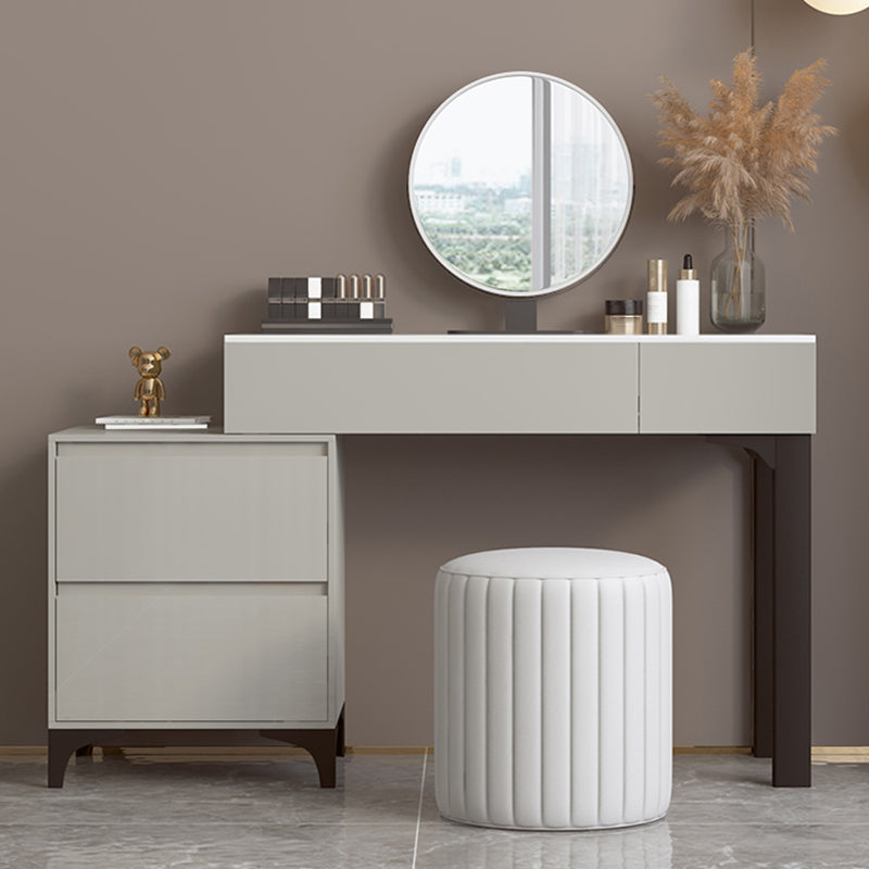 Contemporary Slate Top Vanity Dressing Table Wood 4 Drawer Vanity Set