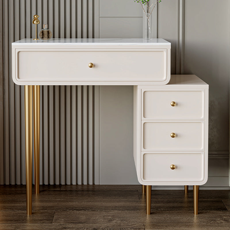Luxurious Vanity Makeup Dressing Table Solid Wood Dresser with Metal Legs