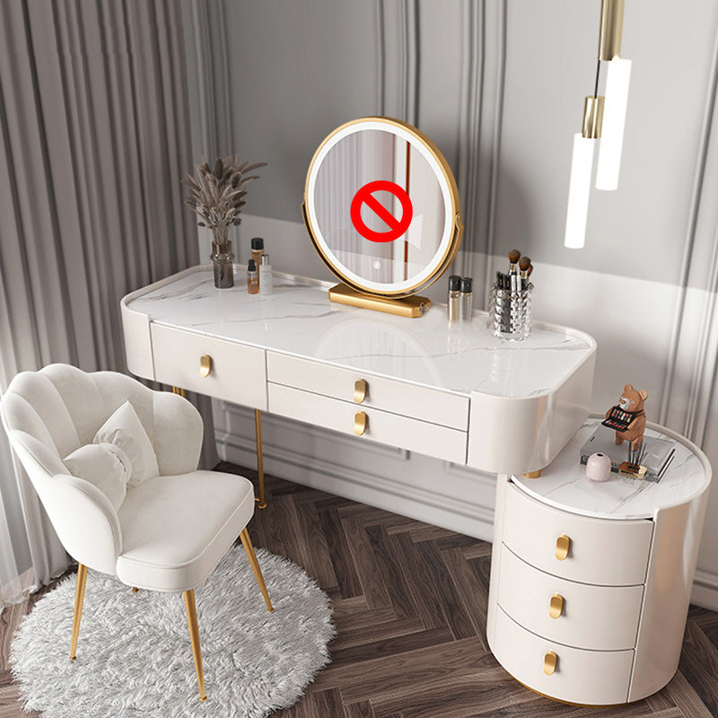 Contemporary Wood Vanity Dressing Table Set Glass/Slate Top Makeup Counter