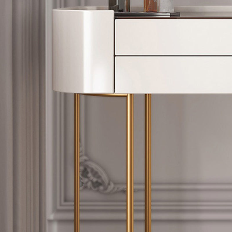 Contemporary Wood Vanity Dressing Table Set Glass/Slate Top Makeup Counter