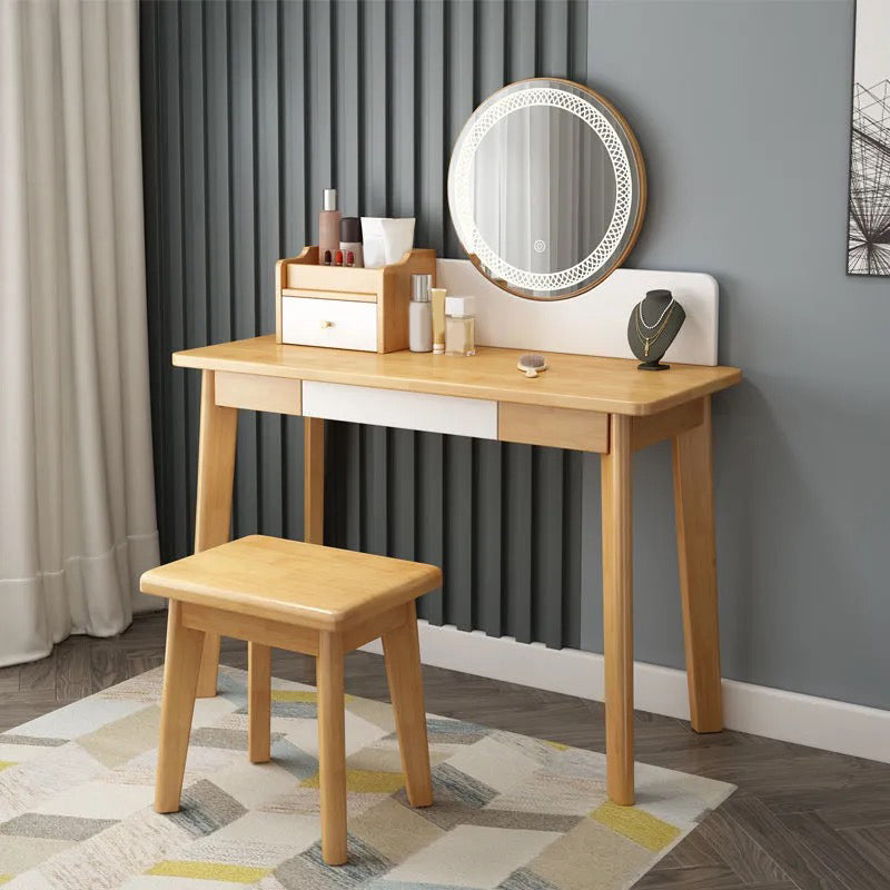 Scandinavian Wooden Makeup Vanity Desk Table With Drawer for Bedroom