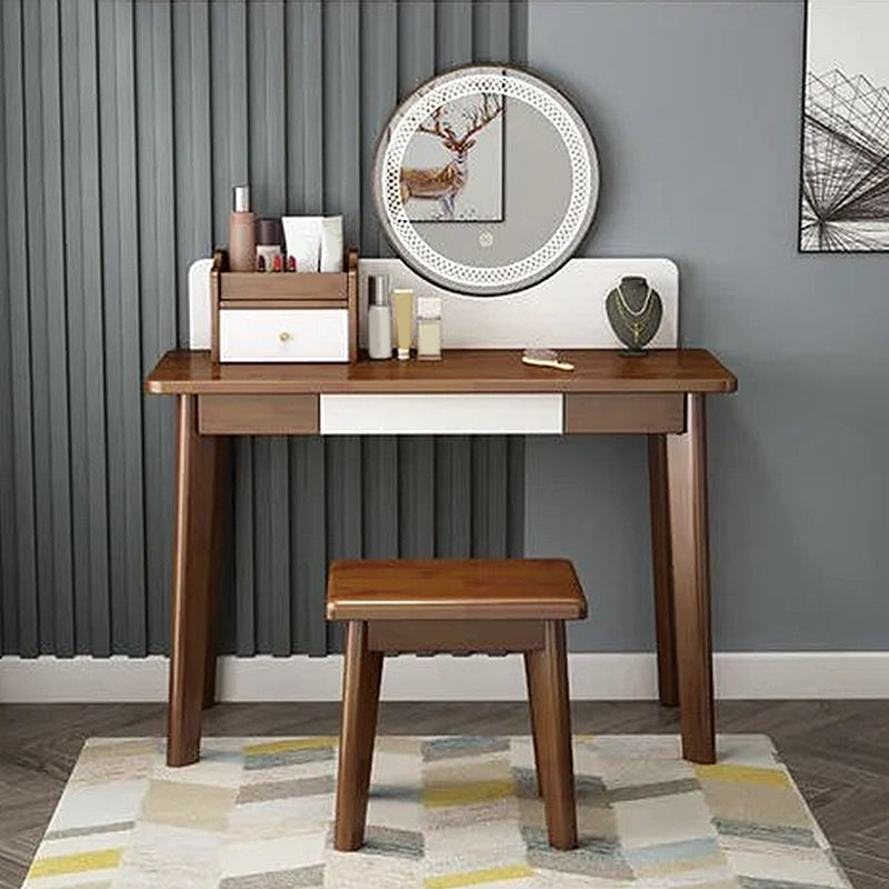 Scandinavian Wooden Makeup Vanity Desk Table With Drawer for Bedroom