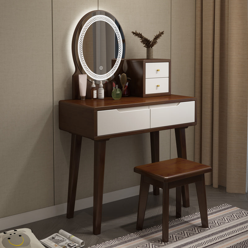 Scandinavian Wooden Make-up Vanity With Drawer in Brown for Bedroom