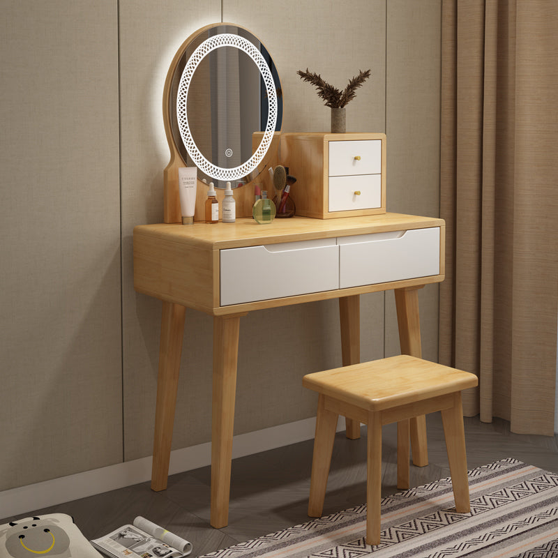 Scandinavian Wooden Make-up Vanity With Drawer in Brown for Bedroom