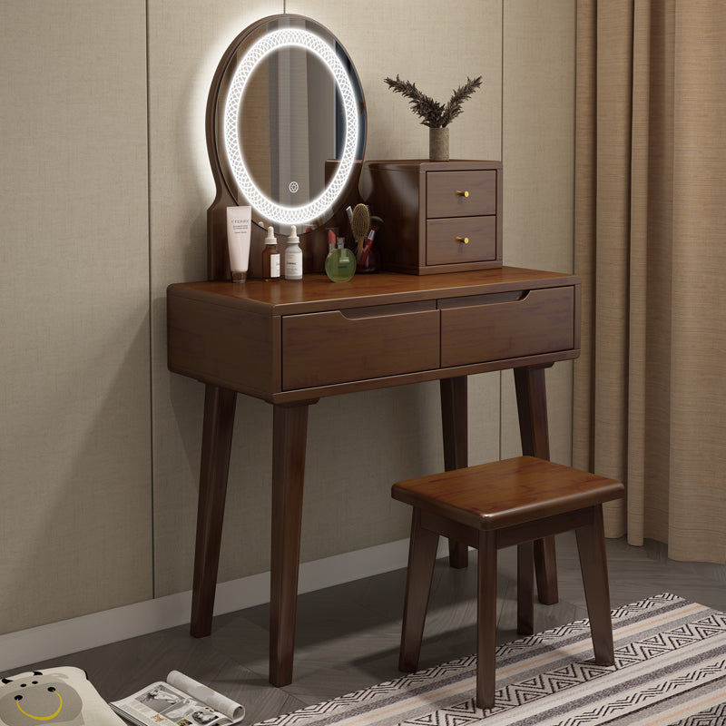 Scandinavian Wooden Make-up Vanity With Drawer in Brown for Bedroom