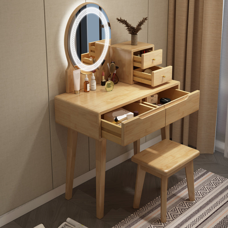 Scandinavian Wooden Make-up Vanity With Drawer in Brown for Bedroom