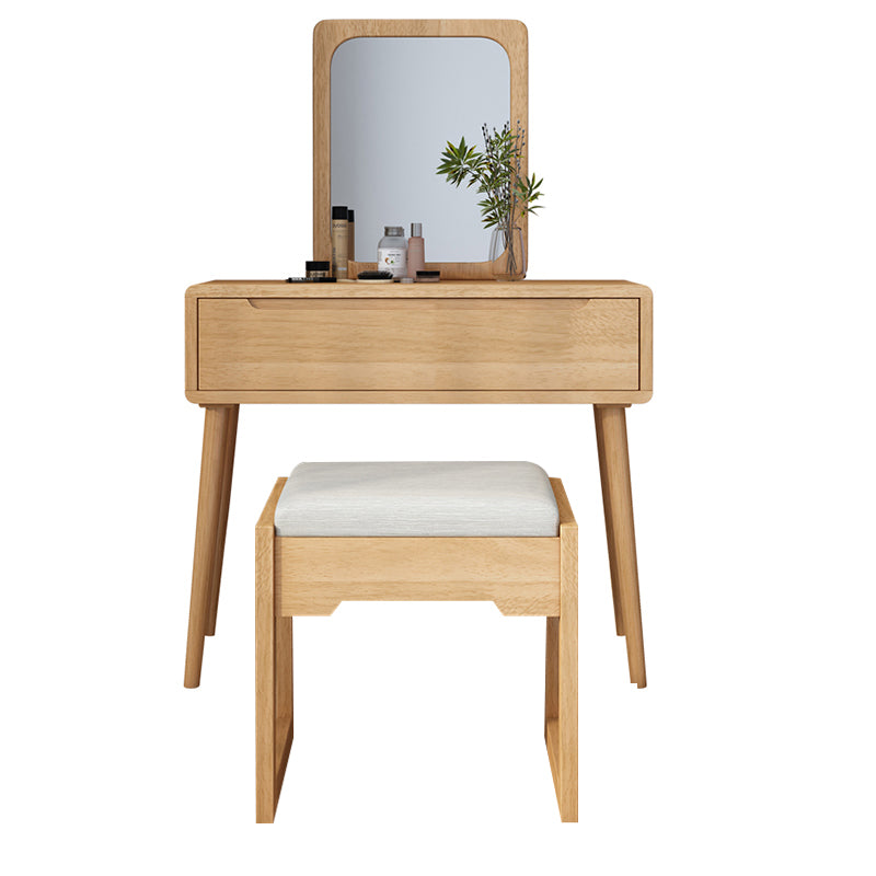 Scandinavian Makeup Vanity Desk Table in White and Brown for Bedroom