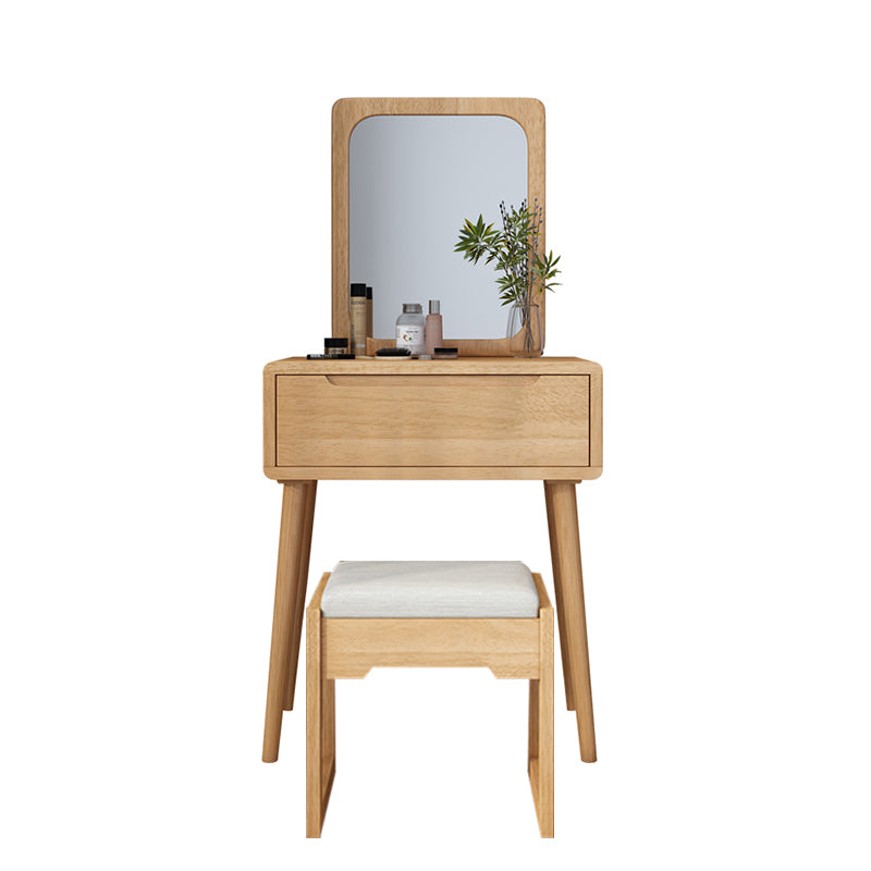 Scandinavian Makeup Vanity Desk Table in White and Brown for Bedroom
