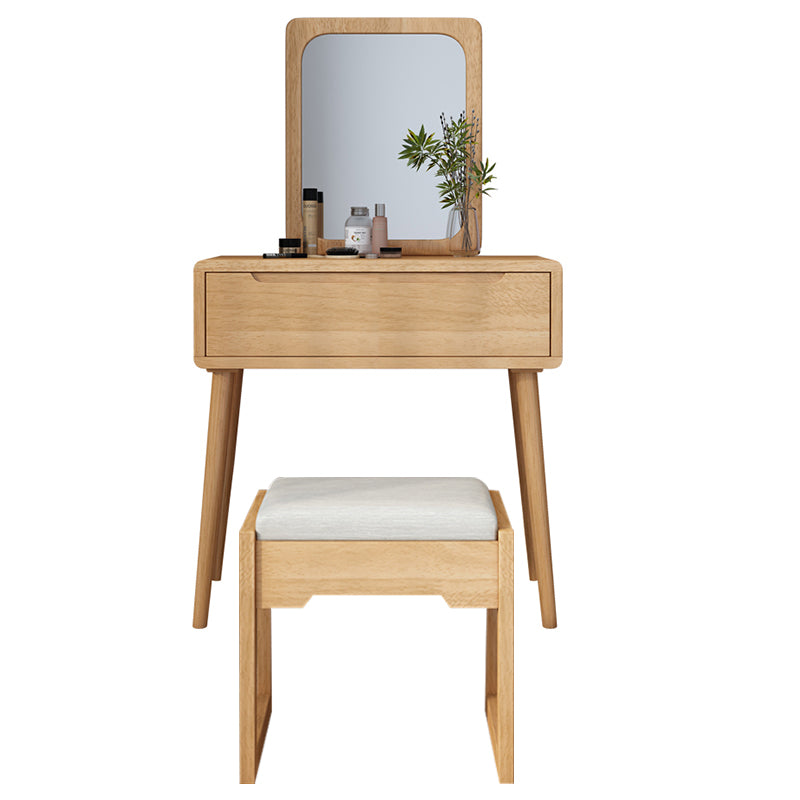 Scandinavian Makeup Vanity Desk Table in White and Brown for Bedroom