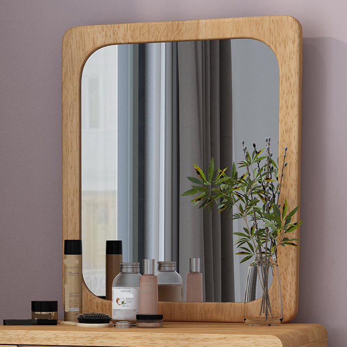 Scandinavian Makeup Vanity Desk Table in White and Brown for Bedroom