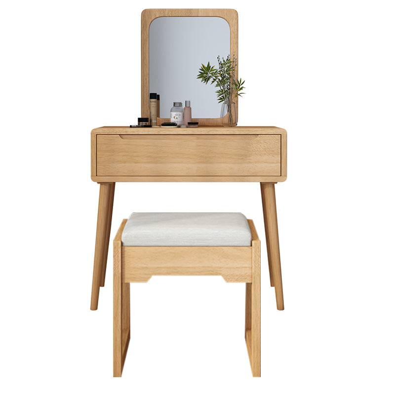 Scandinavian Makeup Vanity Desk Table in White and Brown for Bedroom