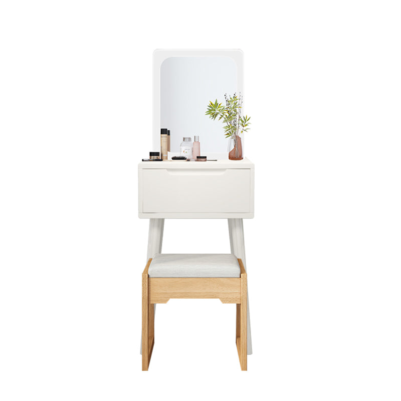 Scandinavian Makeup Vanity Desk Table in White and Brown for Bedroom
