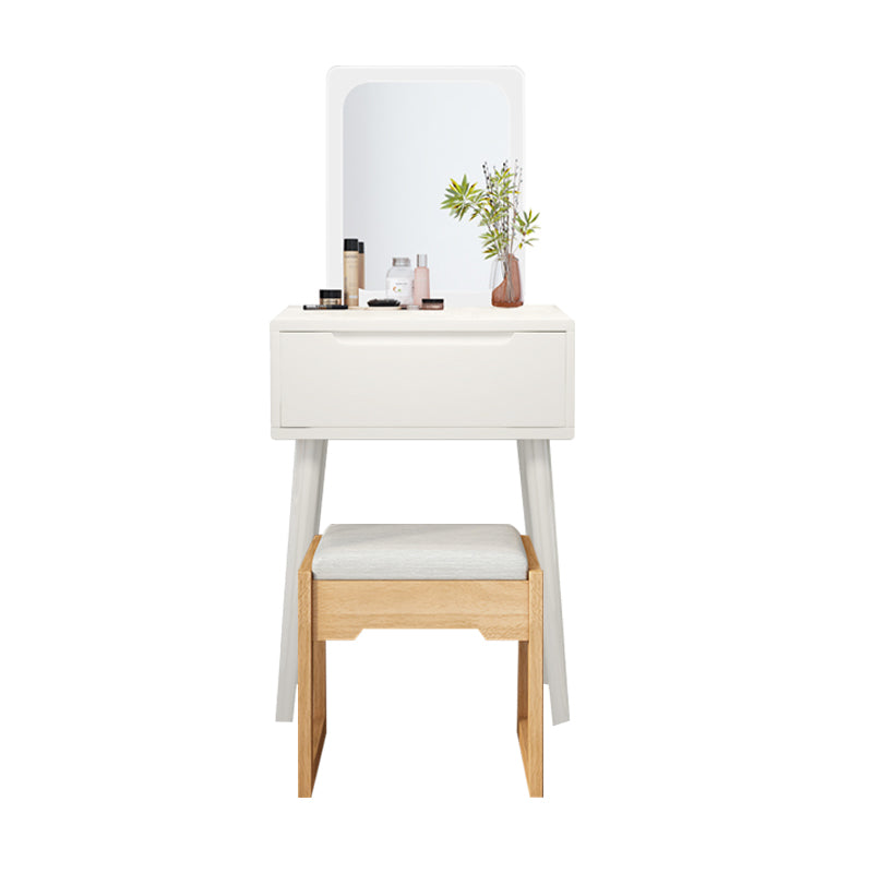 Scandinavian Makeup Vanity Desk Table in White and Brown for Bedroom
