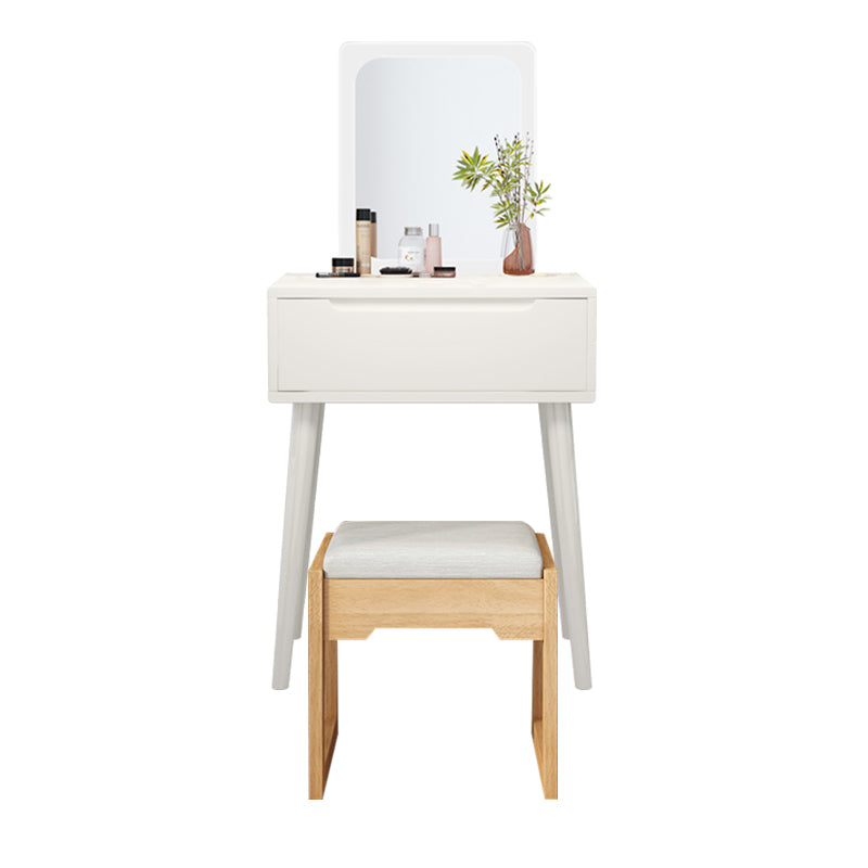 Scandinavian Makeup Vanity Desk Table in White and Brown for Bedroom
