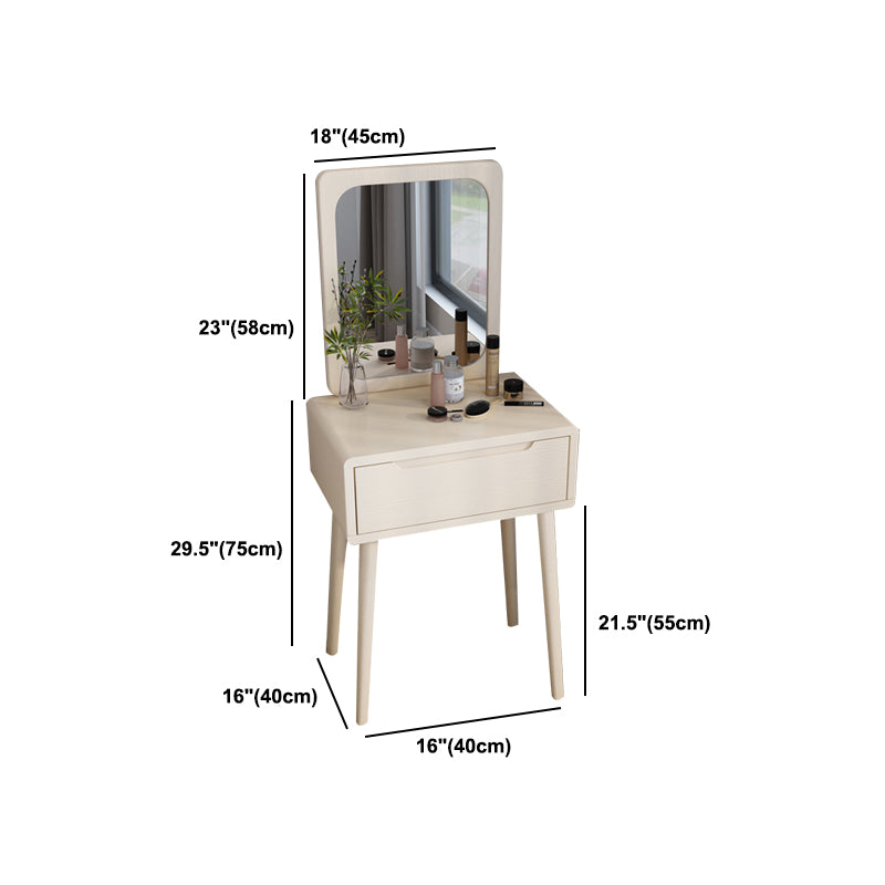 Scandinavian Makeup Vanity Desk Table in White and Brown for Bedroom