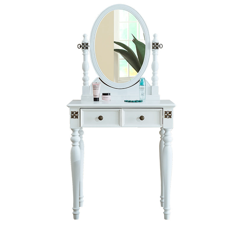 Traditional Wooden Makeup Vanity Desk Table in Brown and White for Bedroom