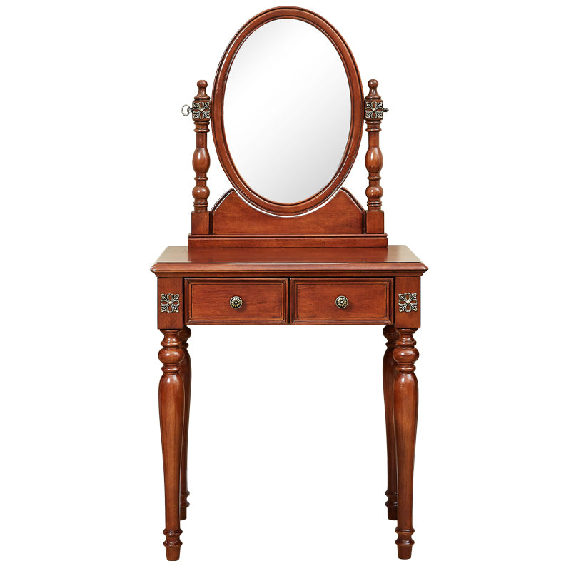 Traditional Wooden Makeup Vanity Desk Table in Brown and White for Bedroom