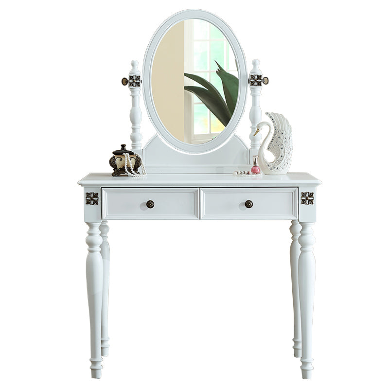 Traditional Wooden Makeup Vanity Desk Table in Brown and White for Bedroom