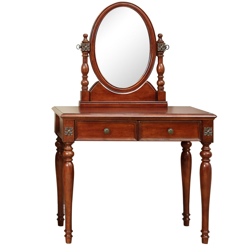 Traditional Wooden Makeup Vanity Desk Table in Brown and White for Bedroom