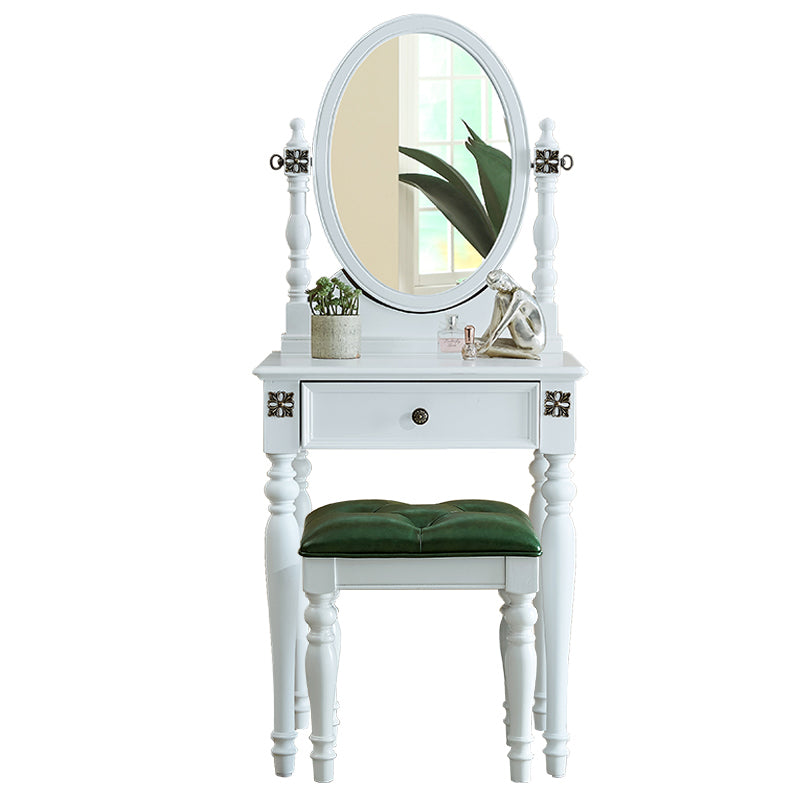 Traditional Wooden Makeup Vanity Desk Table in Brown and White for Bedroom