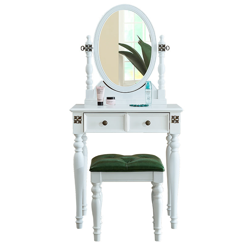 Traditional Wooden Makeup Vanity Desk Table in Brown and White for Bedroom