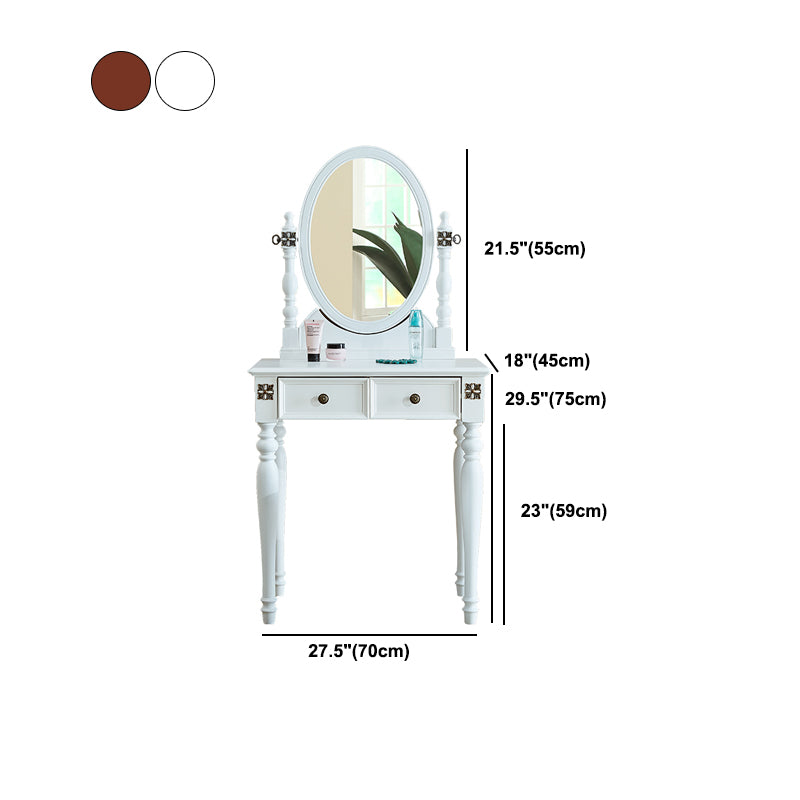 Traditional Wooden Makeup Vanity Desk Table in Brown and White for Bedroom
