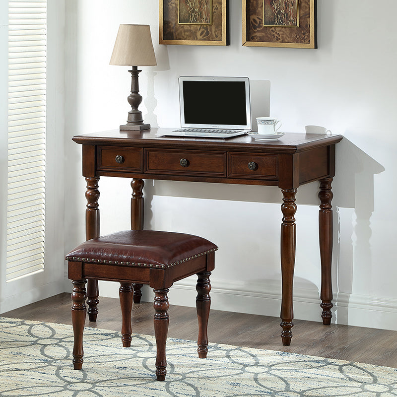 Traditional Wooden Make-up Vanity in Brown/black/white for Bedroom