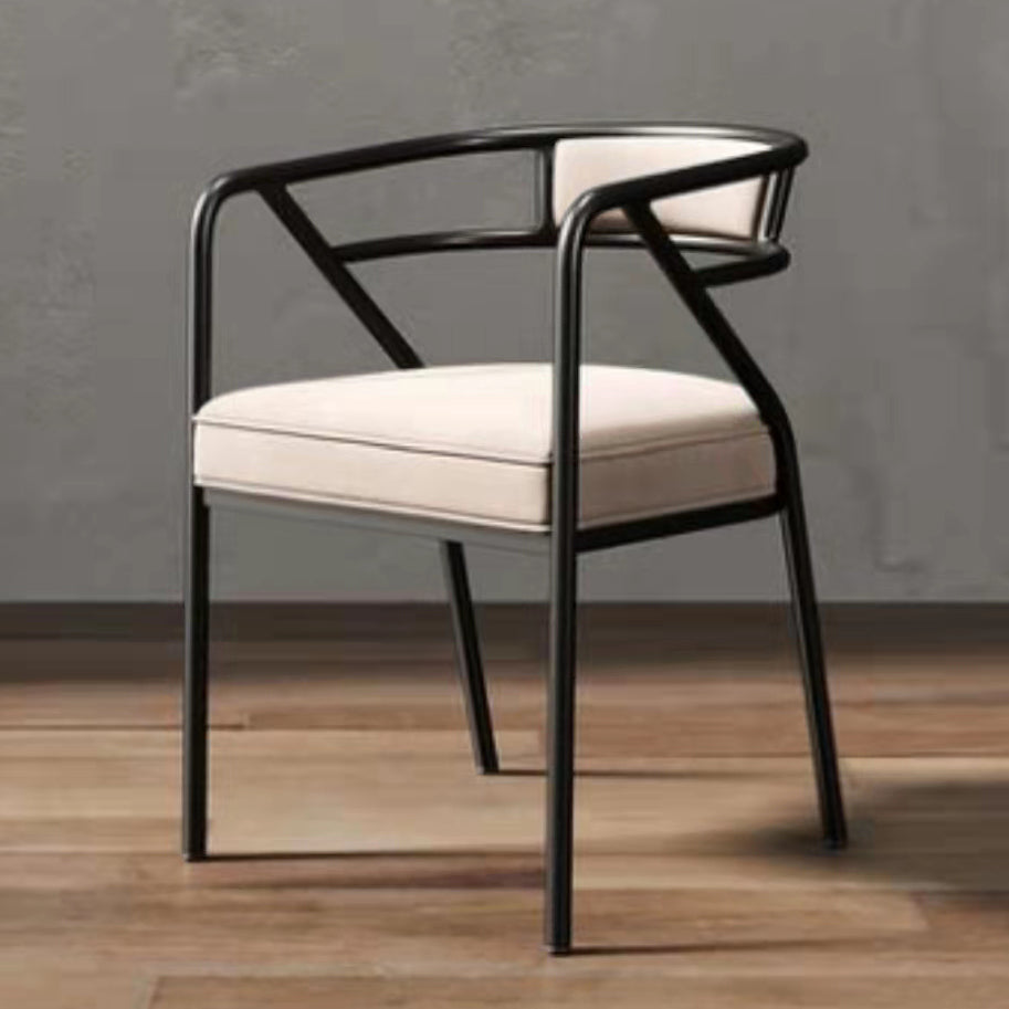 Low Back Office Chair with Fixed Arms Metal Base Modern Conference Chair