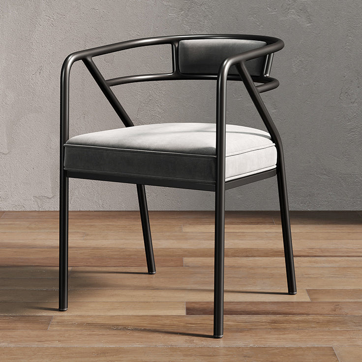 Low Back Office Chair with Fixed Arms Metal Base Modern Conference Chair