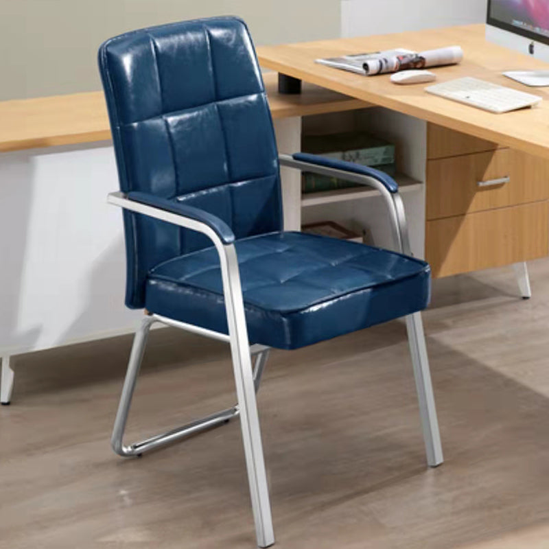 Modern Arm Desk Chair with Metal Base Mid Back Office Chair with Padded Arms