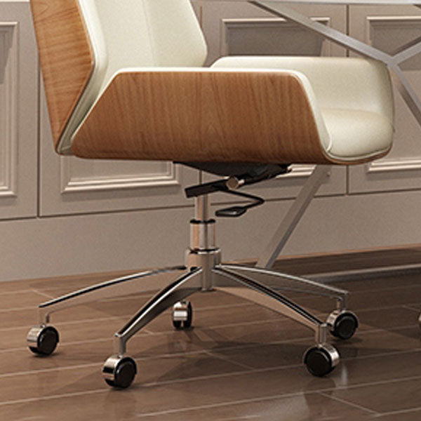 Modern Style Swivel Task Chair Faux Leather Office Chair with Fixed Arms