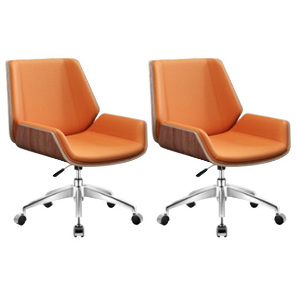Modern Style Swivel Task Chair Faux Leather Office Chair with Fixed Arms