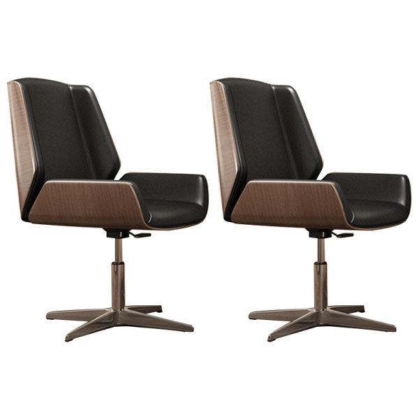 Modern Style Swivel Task Chair Faux Leather Office Chair with Fixed Arms