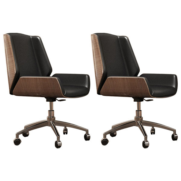 Modern Style Swivel Task Chair Faux Leather Office Chair with Fixed Arms