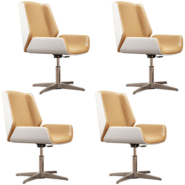 Modern Style Swivel Task Chair Faux Leather Office Chair with Fixed Arms