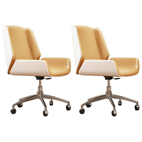 Modern Style Swivel Task Chair Faux Leather Office Chair with Fixed Arms